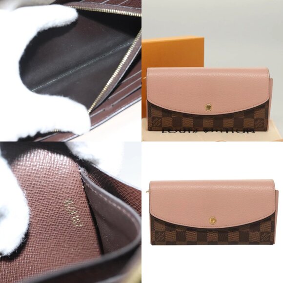 LOUIS VUITTON Damier Ebene Portofeuil Normandy Wallet Pink N61262 LV Auth 125844 - Picture 16 of 16